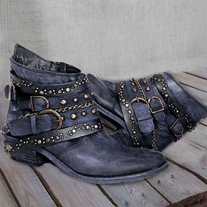 Classic women's vintage leather ankle boots in a rich brown, perfect for autumn winter fashion. Casual & comfortable.