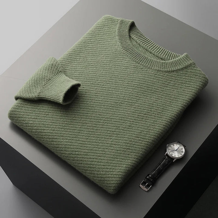 Casual men's crew neck sweater, a comfortable long sleeve pullover perfect for fall and winter.
