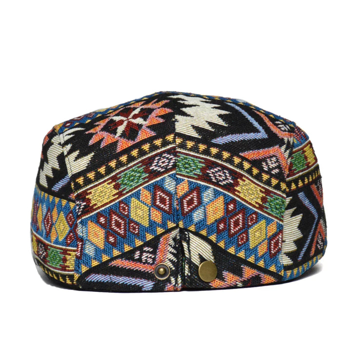 Vintage-inspired colorful Aztec print baseball cap for unisex wear. Adjustable and perfect for boho style.
