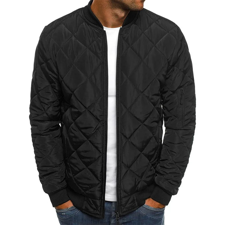 Classic men's diamond quilted jacket, offering warmth and comfort as a daily fashion jacket.
