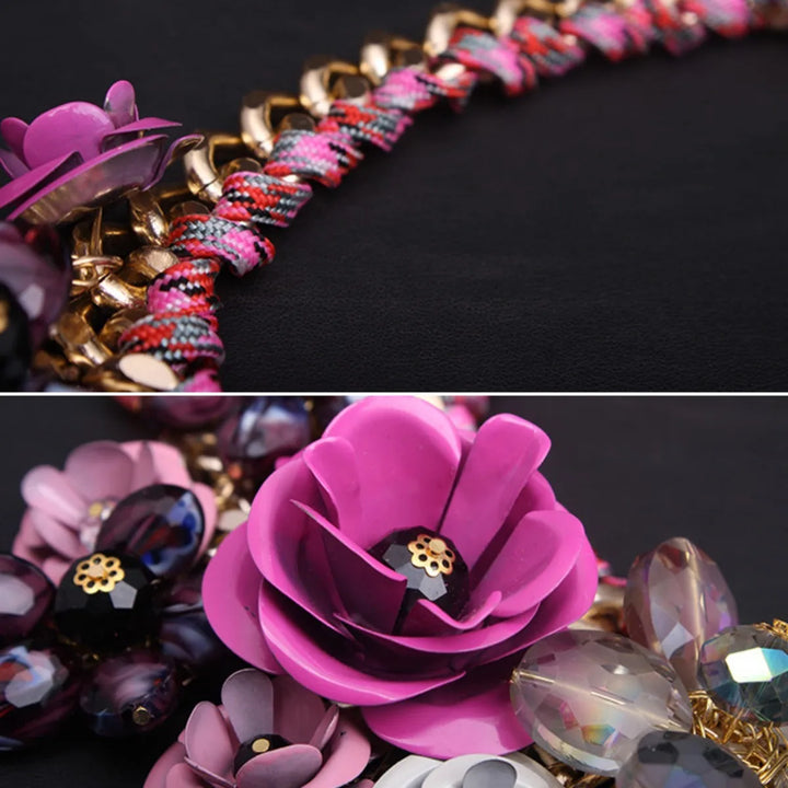 Eye-catching vintage floral statement necklace, an elegant jewelry accessory for women attending parties & proms.
