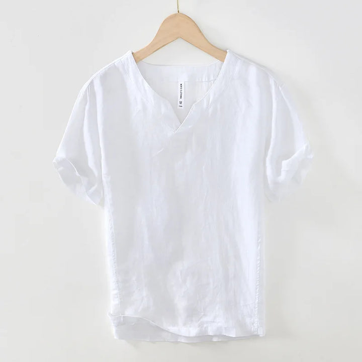Comfortable men's relaxed fit Henley top, featuring a classic V-neck & short sleeves. Essential summer tee.