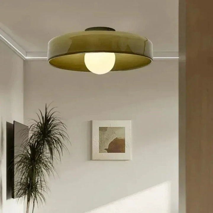 Scandinavian Glass Ceiling Lamp, modern minimalist home lighting.