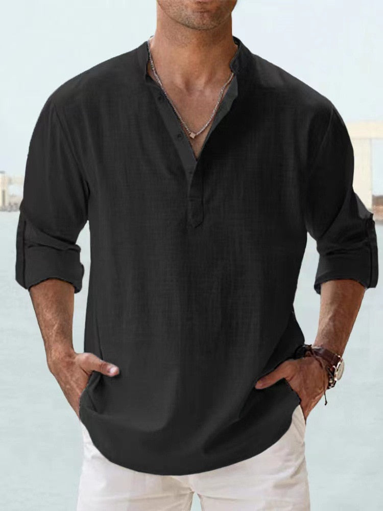 Classic men's collared button-up shirt. Breathable fabric, perfect for casual, formal, and everyday fashion.