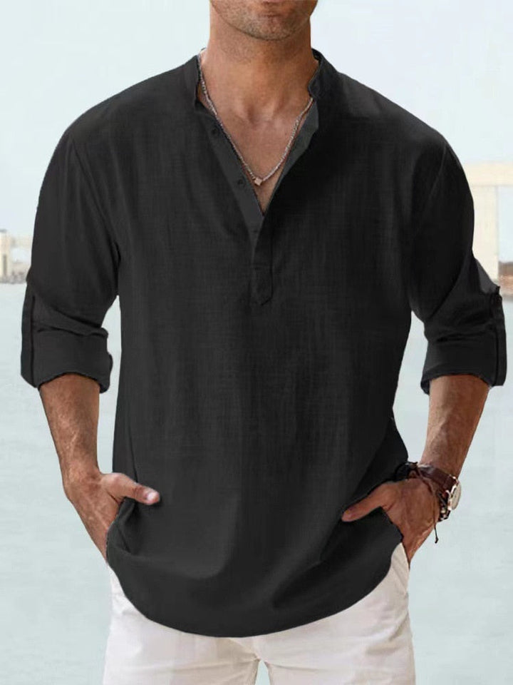 Classic men's collared button-up shirt. Breathable fabric, perfect for casual, formal, and everyday fashion.