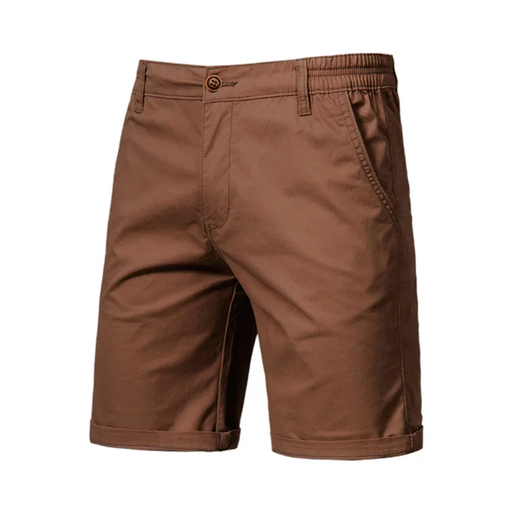 Modern fit men's chino shorts for summer. Smart casual look, tailored for comfort & versatility.
