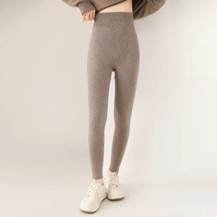 Luxe women's high waist leggings, soft cashmere blend, perfect for winter & autumn style.