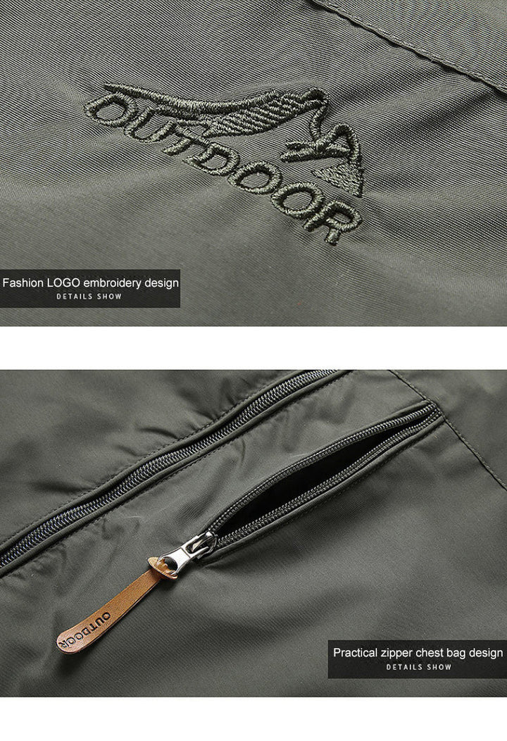 Comfortable men's zip-up hooded jacket, offering a stylish and lightweight option for all seasons.