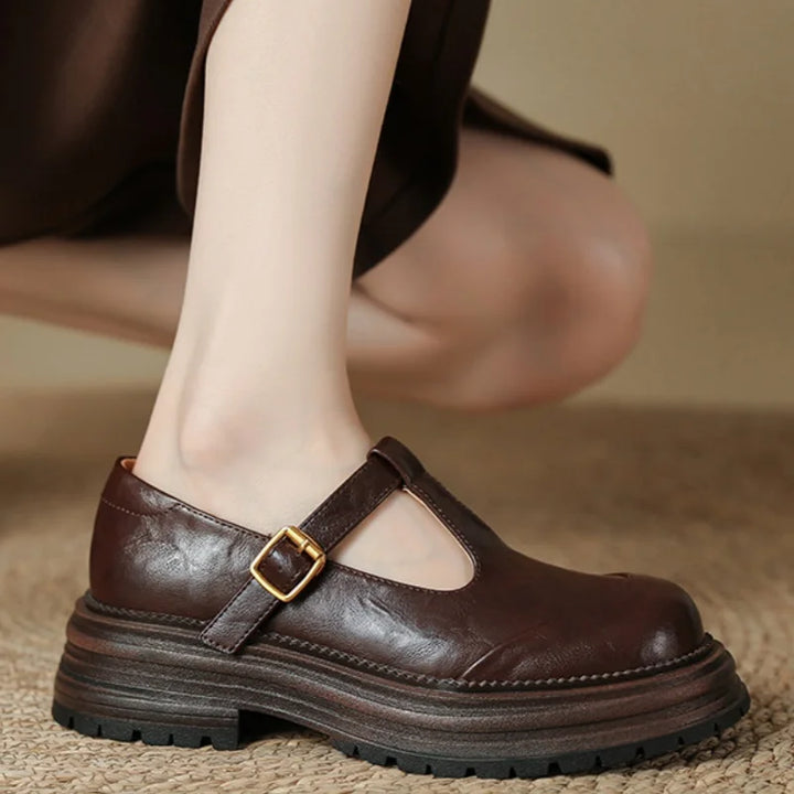 Classic women's t-bar shoes, casual elegant, supportive sole for all-day comfort.