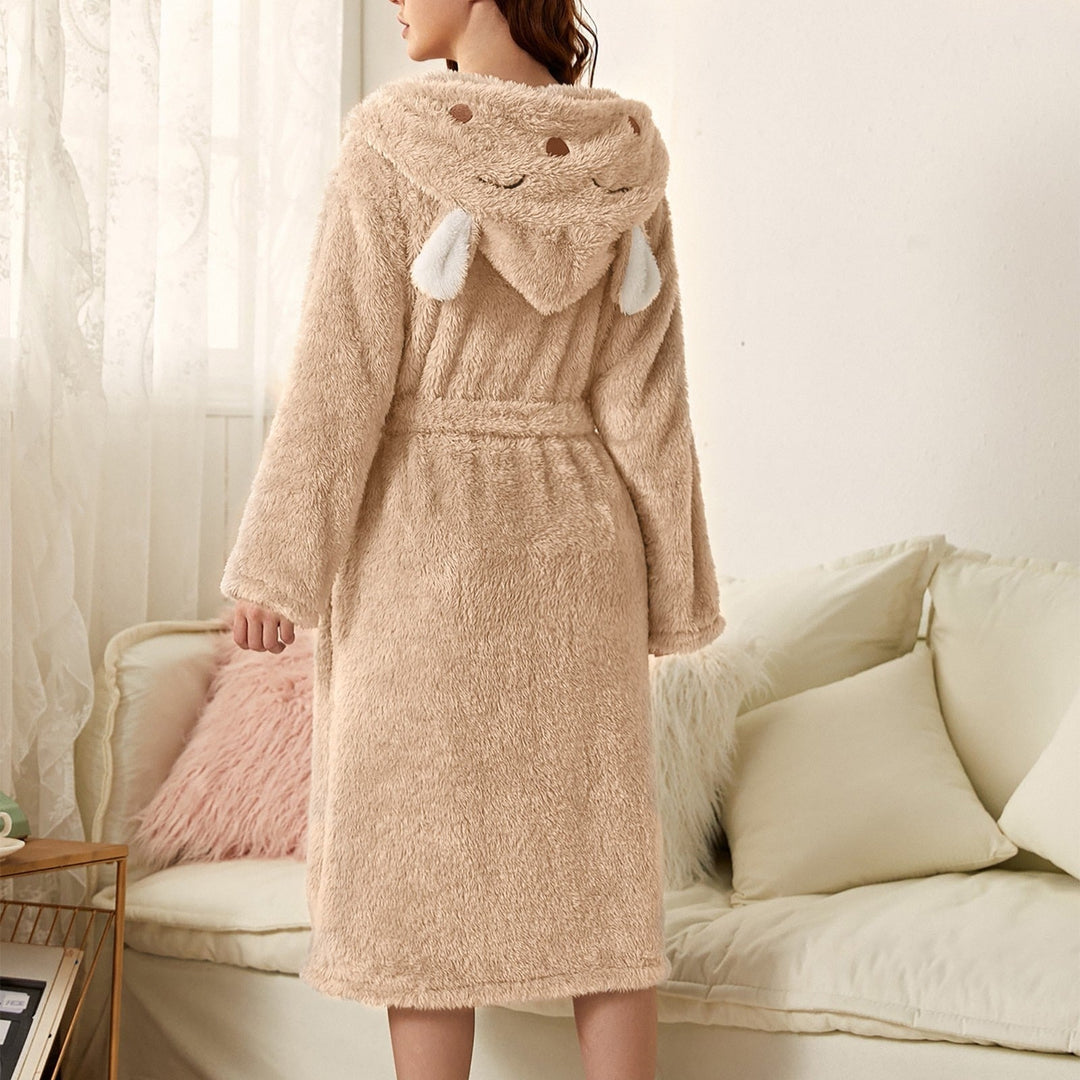 Plush animal print bathrobe for women, super soft and cozy fleece loungewear.