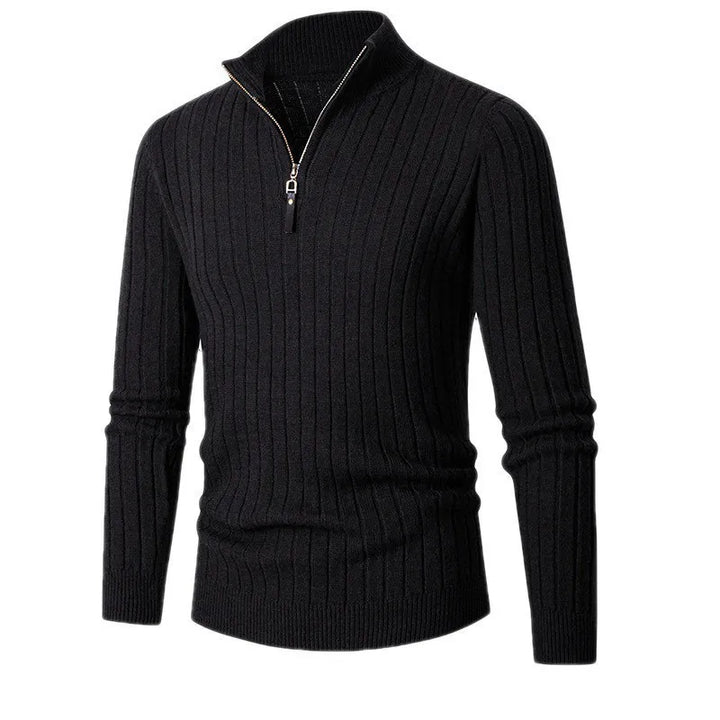 Men's modern quarter zip slim fit sweater, stand collar, versatile for everyday fashion.