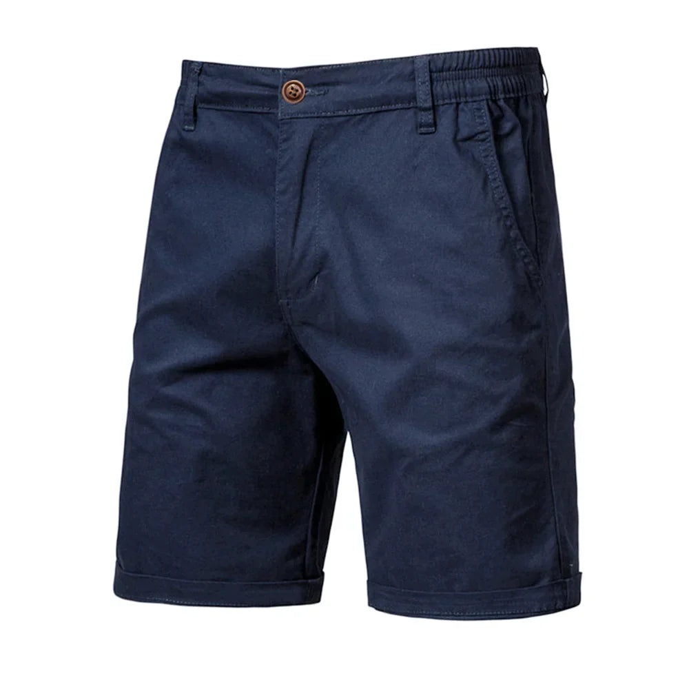 Comfortable men's smart casual chino shorts, ideal for summer styling & everyday versatility.