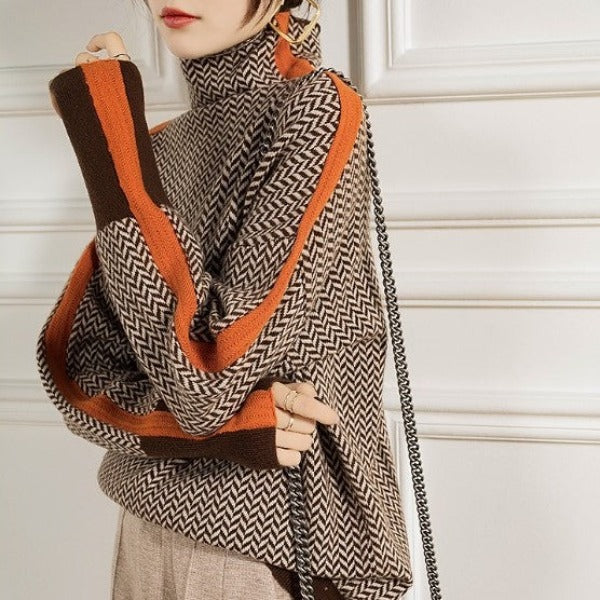 Comfortable women's turtleneck sweater. Cozy long sleeve knit, perfect for stylish winter fashion and everyday warmth.
