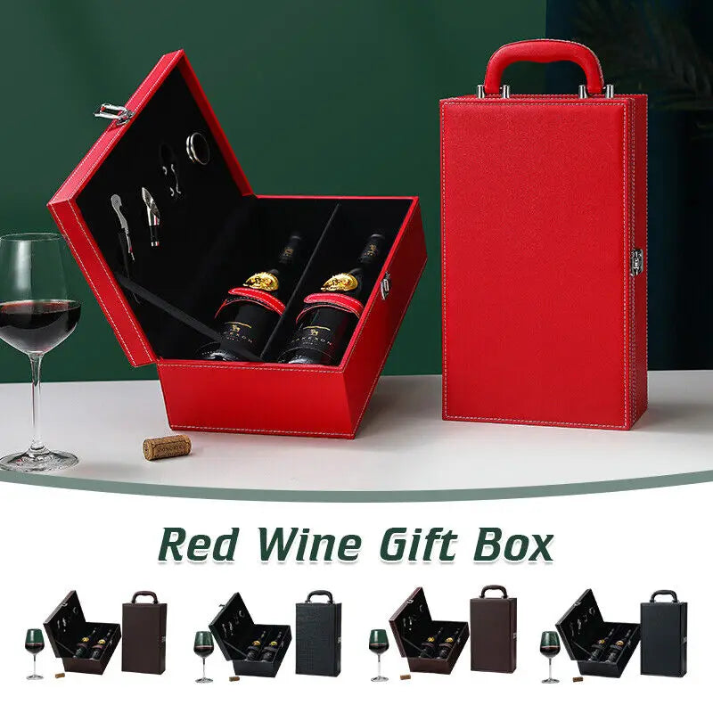 Luxury portable wine case with handle, ideal for travel, picnics, and wine display.