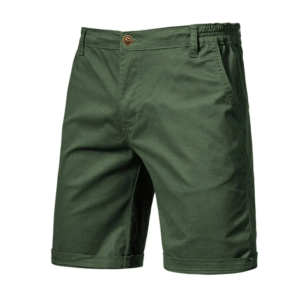 Quality men's summer chino shorts, tailored for smart casual elegance & everyday comfort.