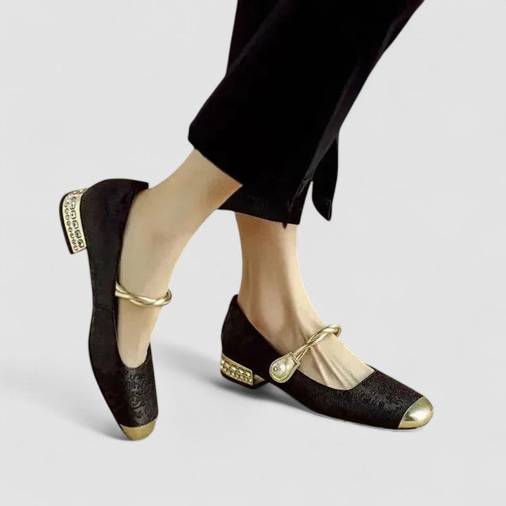 Stylish women's Mary Jane dress shoes, orthopaedic support & comfortable block heel for all-day wear.