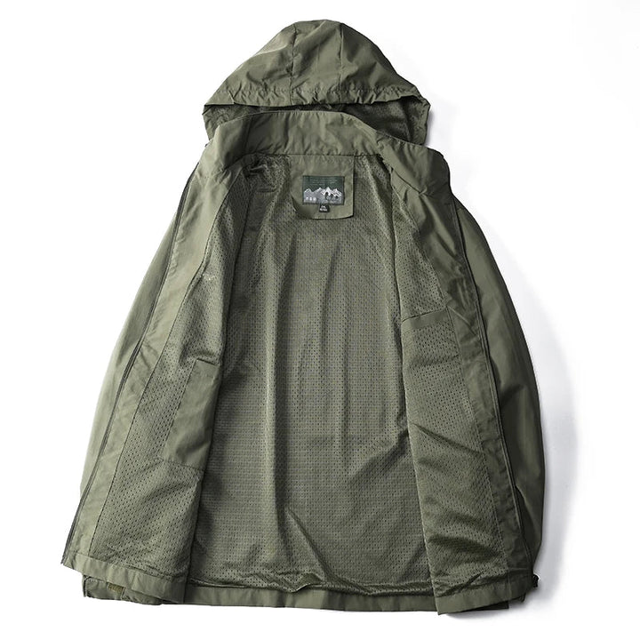 Comfortable men's lightweight waterproof windbreaker, a stylish everyday jacket for all seasons.
