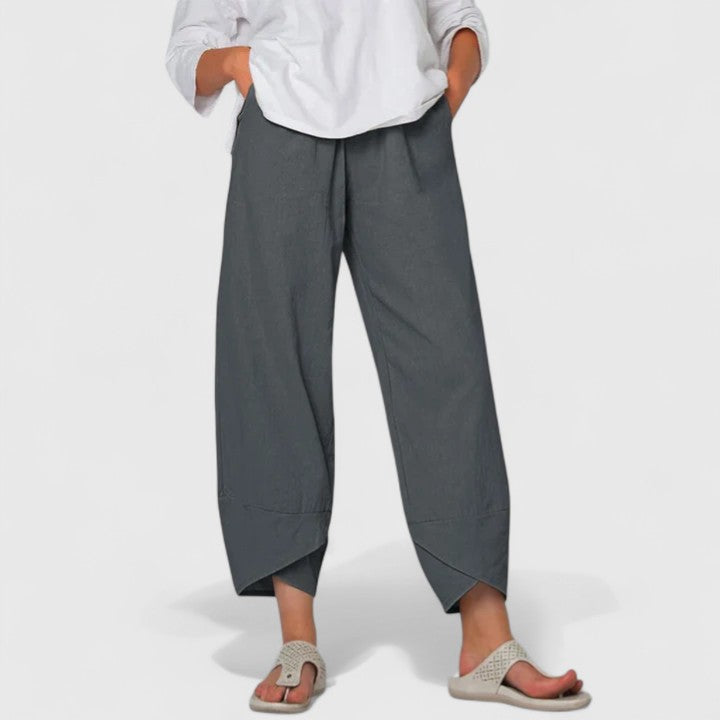 Elegant women's wide-leg trousers in a stylish comfort fit, perfect for versatile fashion.