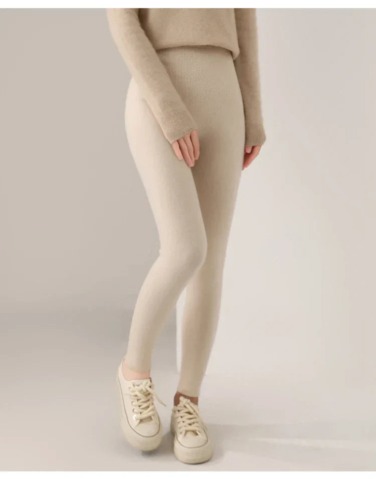 Everyday chic women's high waist cashmere leggings, ultimate soft comfort & flexible fit.