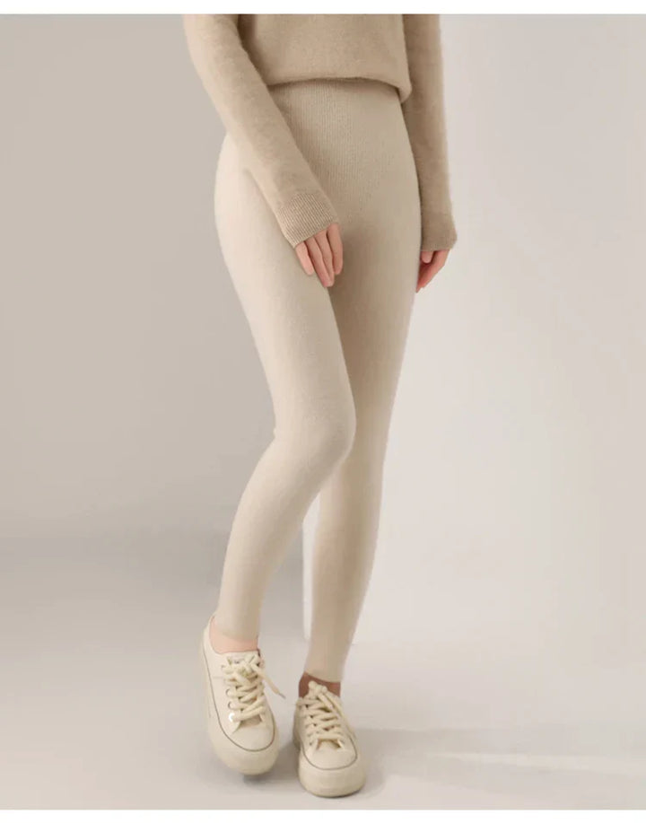 Everyday chic women's high waist cashmere leggings, ultimate soft comfort & flexible fit.