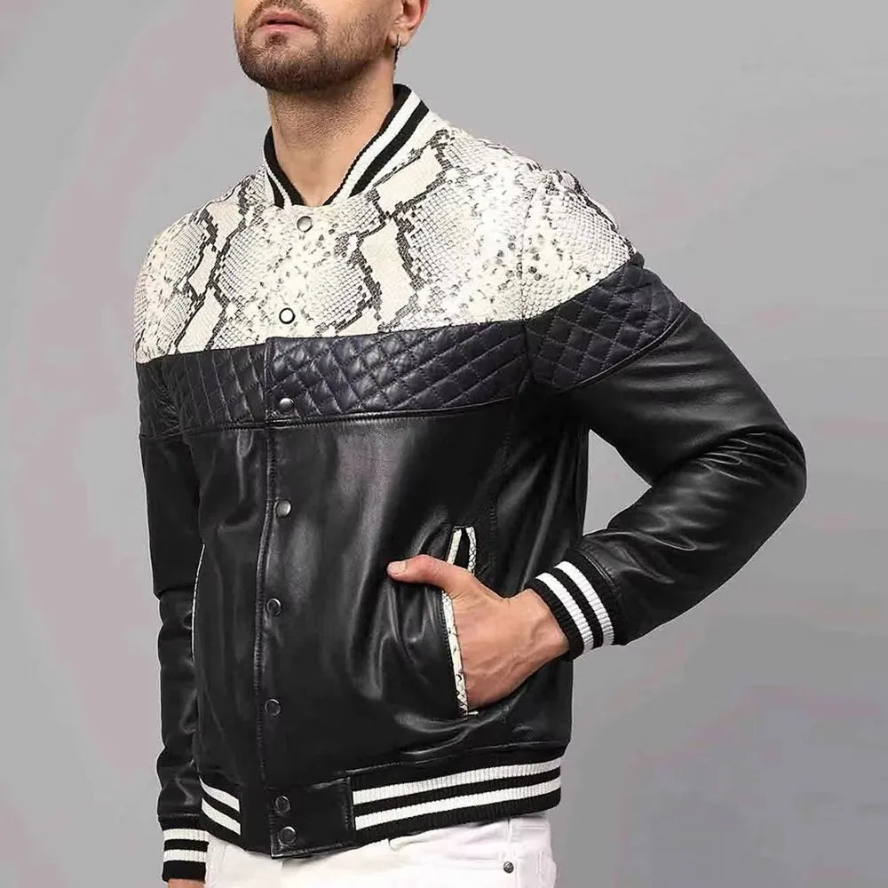 Stylish black men's slim fit bomber jacket with stand collar, essential winter outerwear for casual men's fashion.