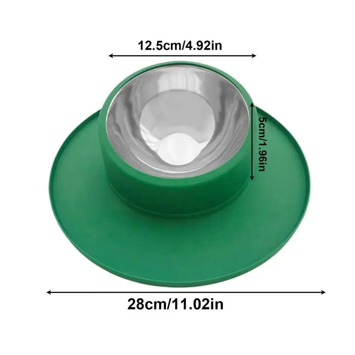 Sleek stainless steel cat bowl with non-slip base. Leak-proof design makes this a hygienic & practical pet food accessory.