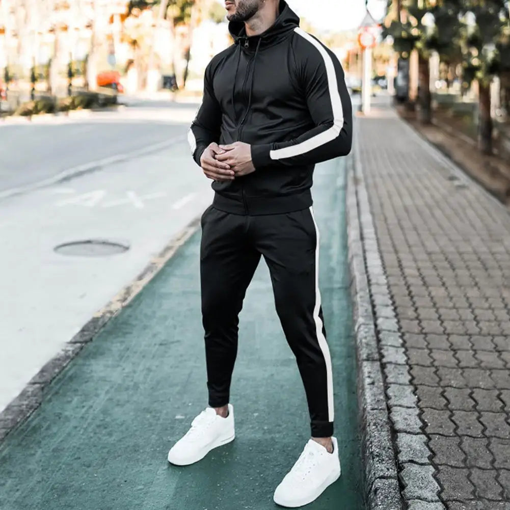Men's fashionable tracksuit set, a complete outfit for sporty style, casual wear, or comfortable loungewear.