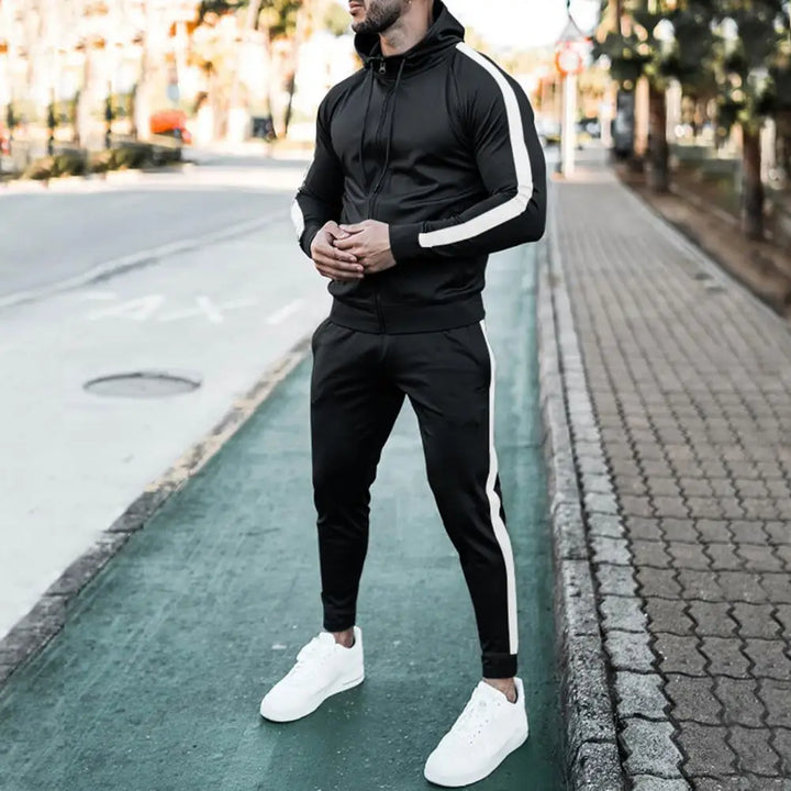 Men's fashionable tracksuit set, a complete outfit for sporty style, casual wear, or comfortable loungewear.