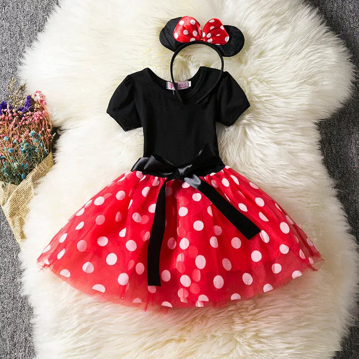 Minnie Mouse dress-up costume for girls, ideal for Halloween, parties, or imaginative play.