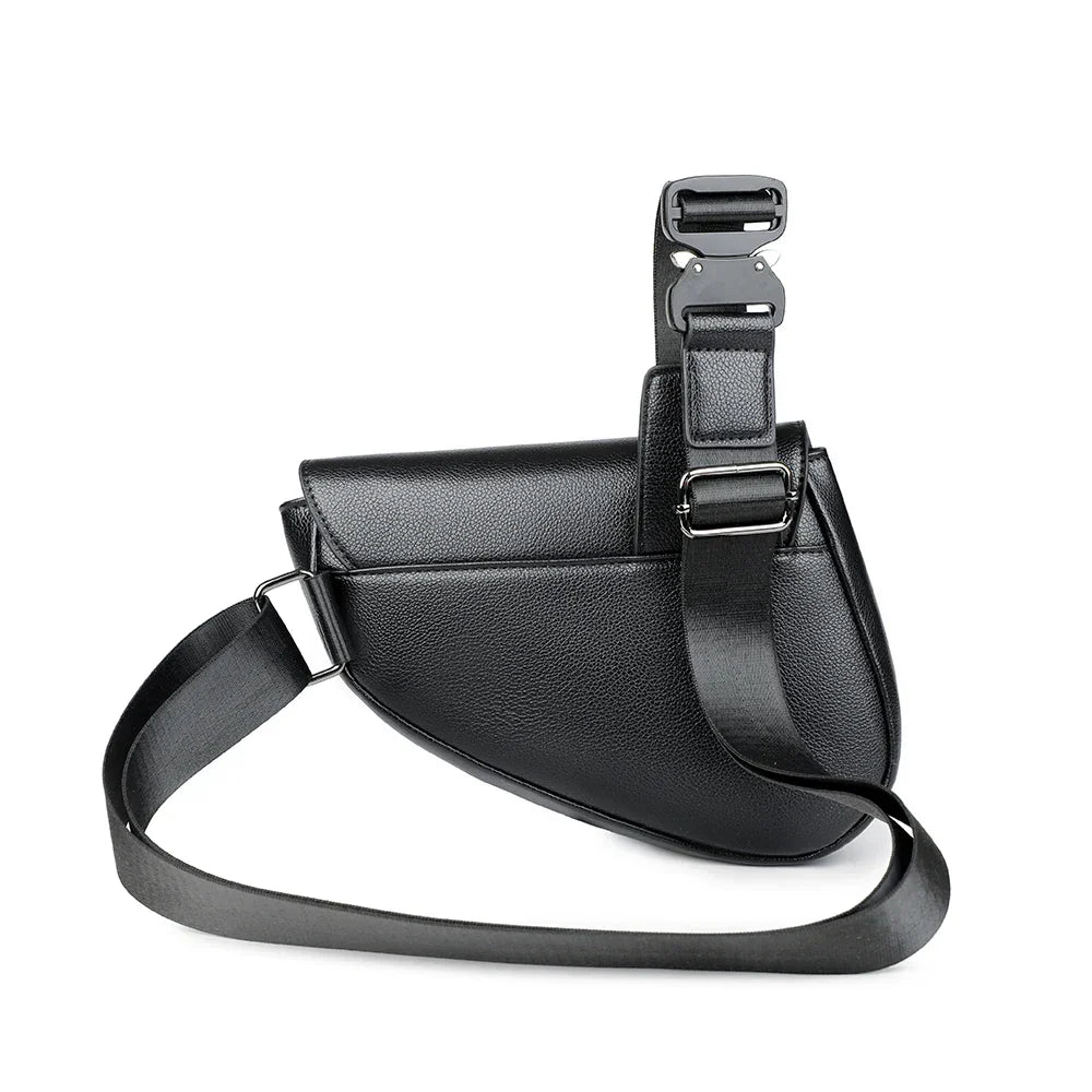Structured men's crossbody bag with an adjustable strap, ideal for daily minimalist fashion.