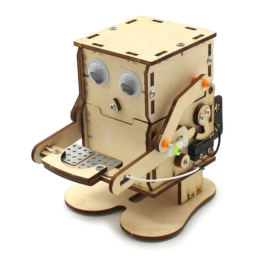 Model building kit: a wooden electric toy boat for kids' creative play & science exploration.