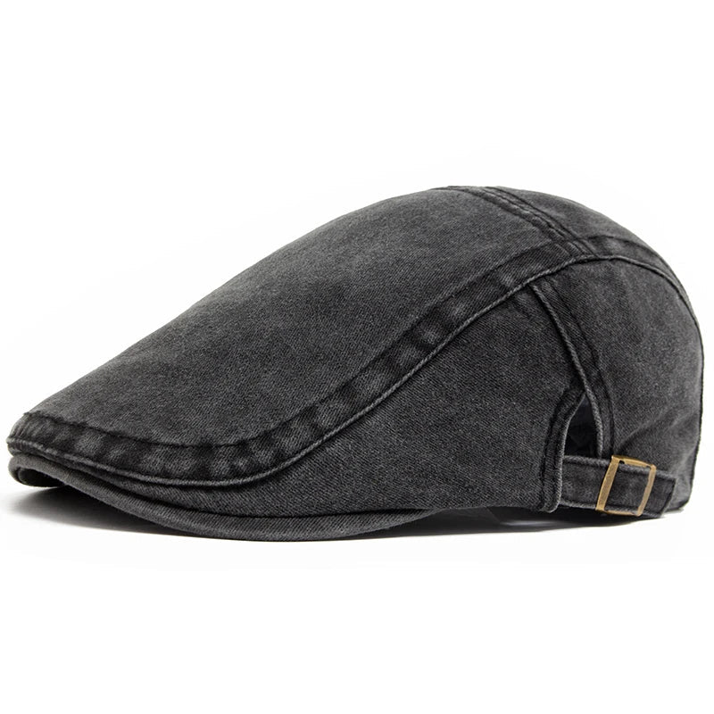 Man wearing a classic men's flat cap, perfect everyday hat for a timeless casual headwear style.