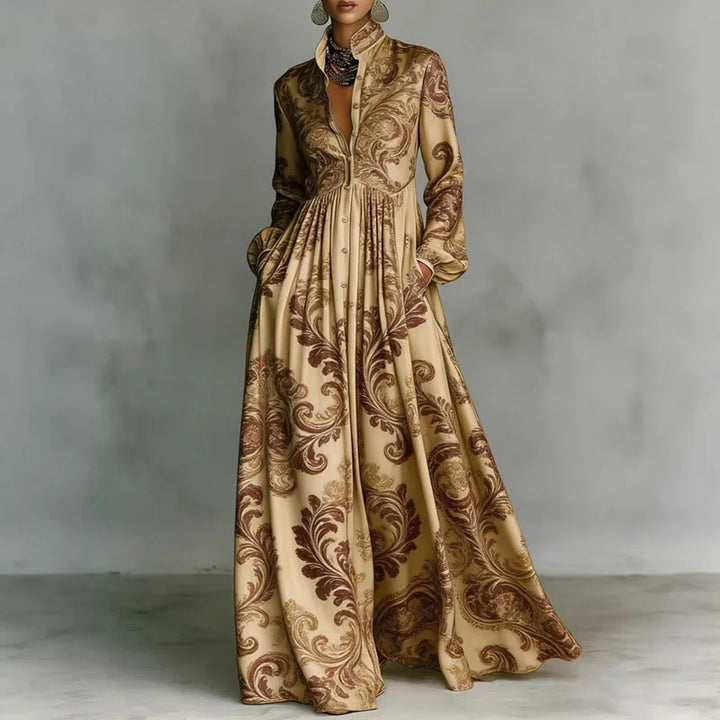 Relaxed fit women's long floral maxi dress with button front, ideal for effortless summer style.