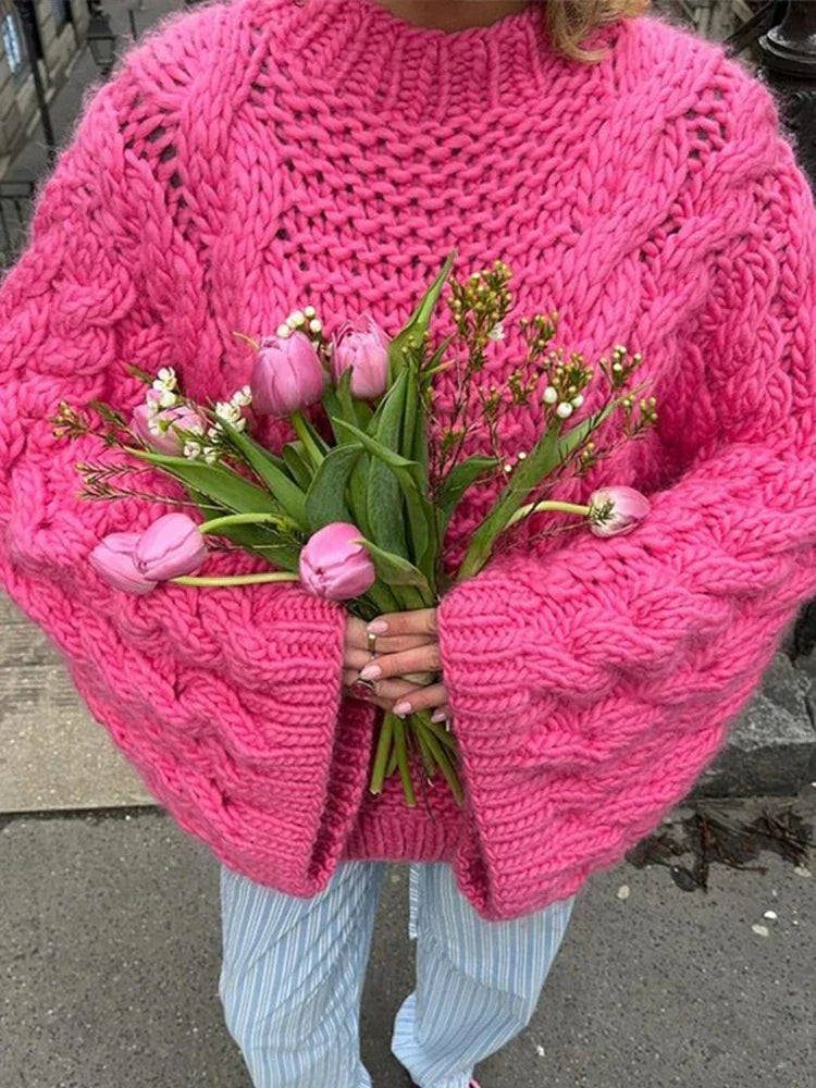 Soft knit oversized pullover sweater for women. Cozy and comfortable, perfect for chic casual fall & winter fashion.