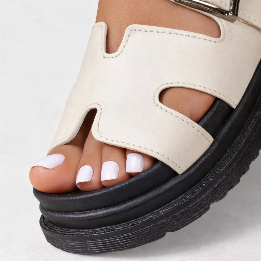Slip-on orthopaedic sandals for women, offering excellent arch support and cushioning for healthy walking.