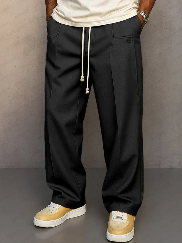 Men's classic adjustable drawstring pants, relaxed fit for comfortable everyday casual wear. Versatile style.