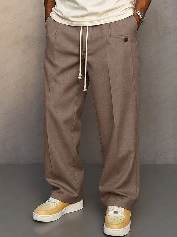 Men's adjustable drawstring pants for a custom, comfortable fit. Classic casual trousers for everyday style and ease.
