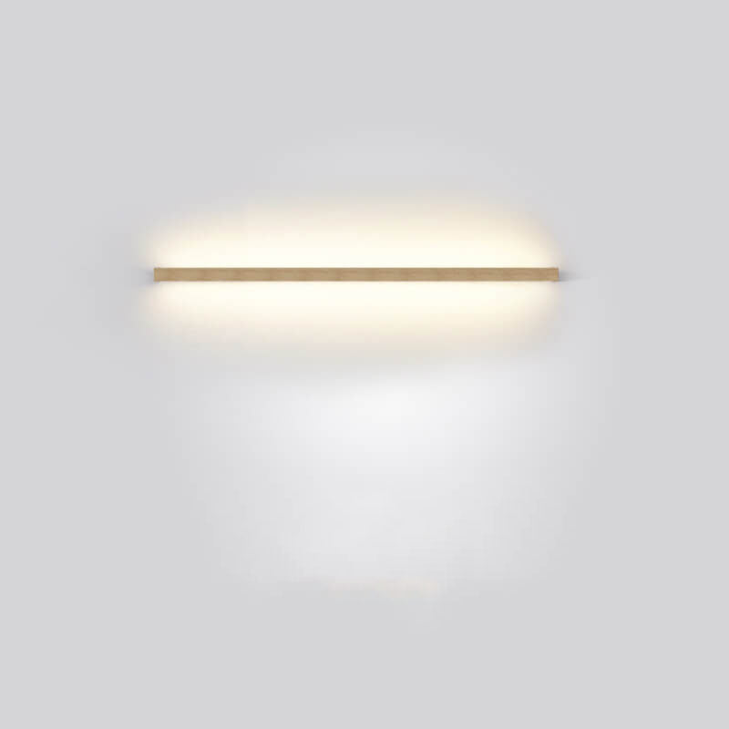 Contemporary wooden wall lamp, designed for ambient home lighting with a clean, minimalist aesthetic.
