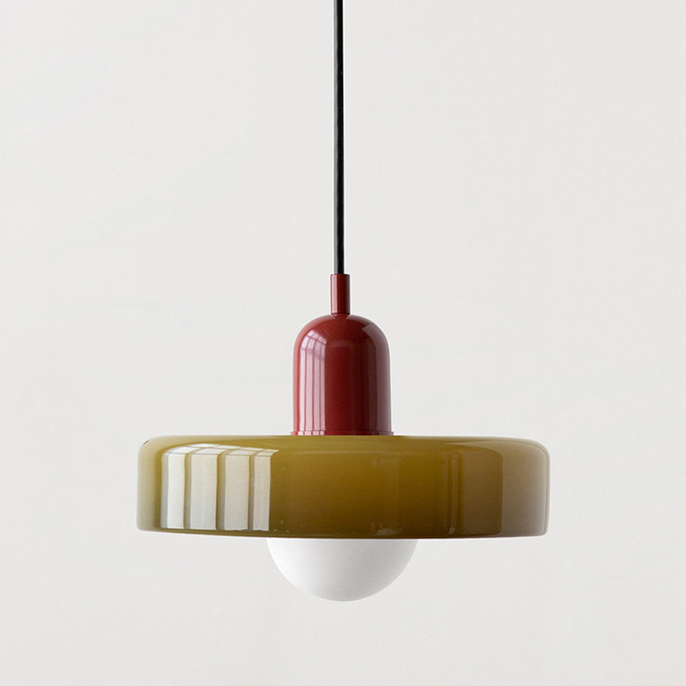 Dining area modern lighting: ColorLoop adjustable Bauhaus pendant lamp.