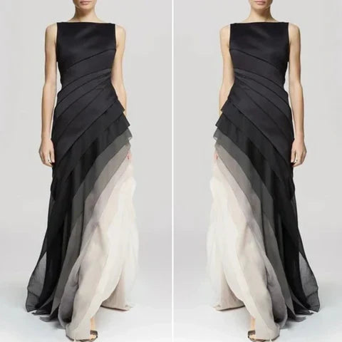 Stylish women's flowy ombre maxi dress, comfortable & versatile for summer, parties, or elegant evening wear.
