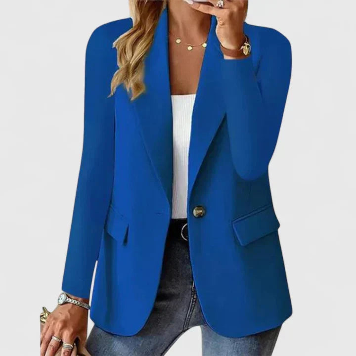 Classic women's tailored blazer. Ideal formal jacket for sophisticated work wear and elegant business casual fashion.