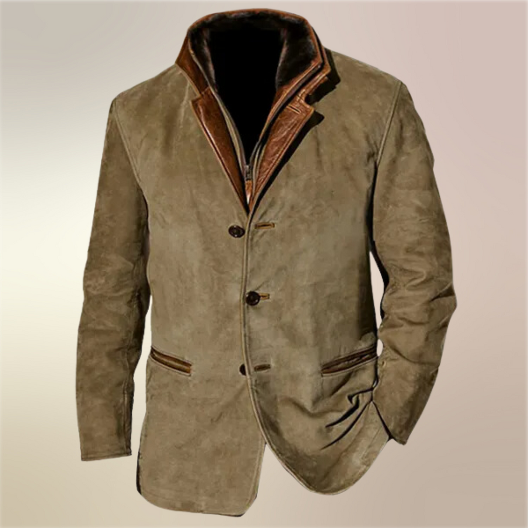 Men's Classic Vintage Olive Jacket, all-season outerwear for timeless everyday style.