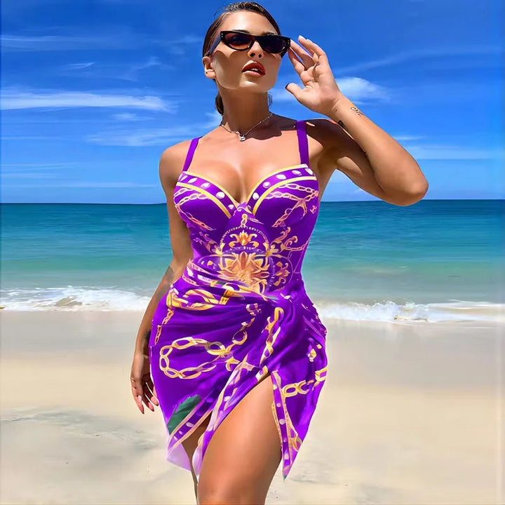 Supportive push-up floral bikini swimsuit. Comfortable two-piece women's swimwear for resort wear.