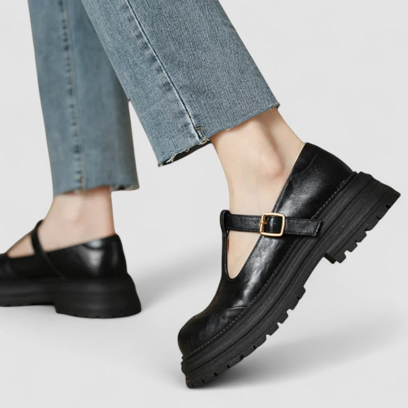 Supportive orthopedic walking Mary Janes for women, featuring a comfortable leather design.
