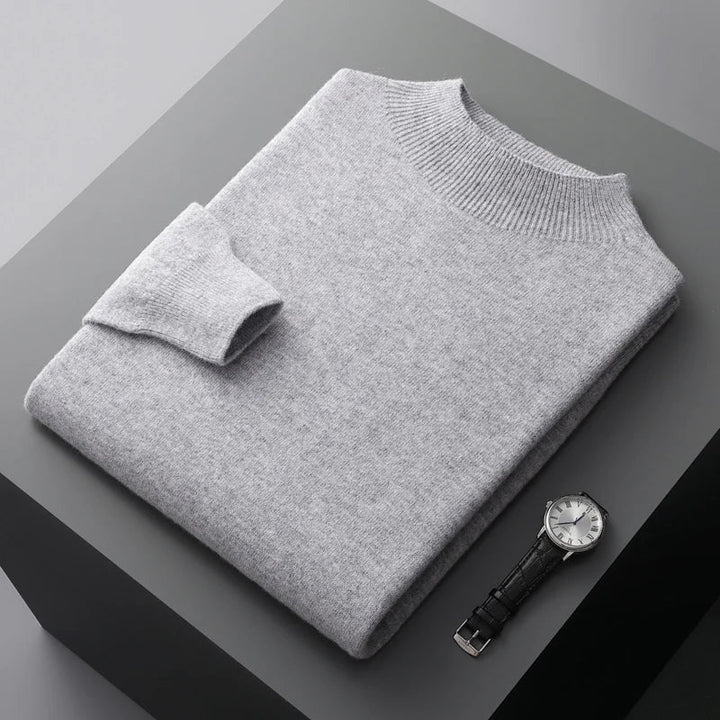 Men's long sleeve mock neck sweater, a stylish and cozy everyday pullover.