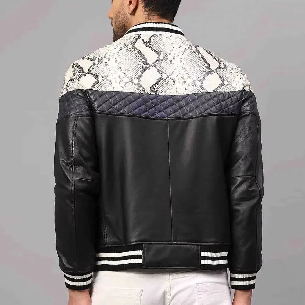 Versatile men's black slim fit bomber jacket, stand collar, trendy winter outerwear for various casual occasions.