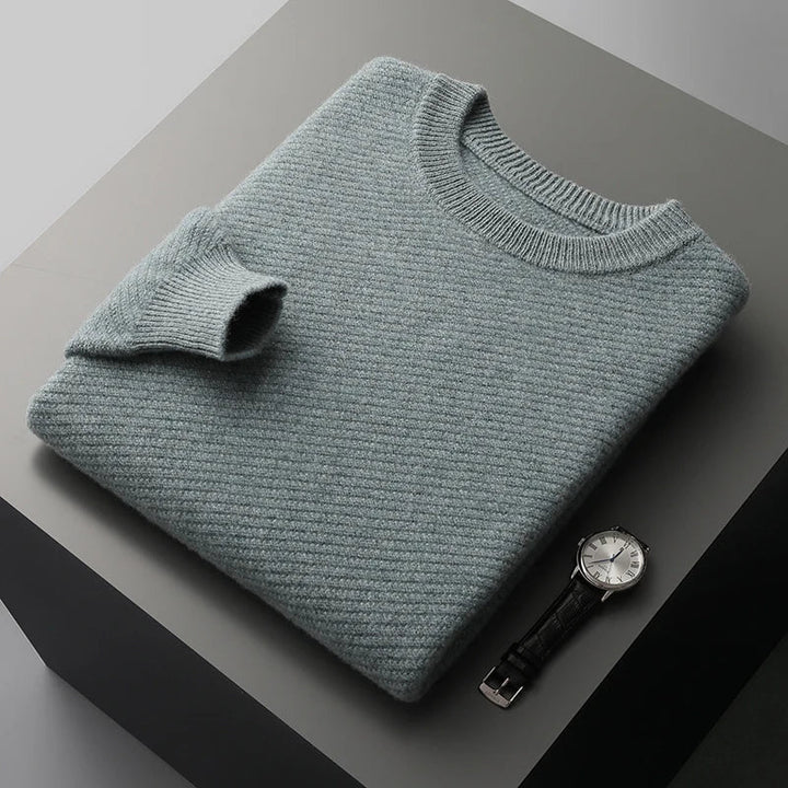 Men's winter crew neck sweater, a warm knit pullover ideal for fall, comfort & casual style.