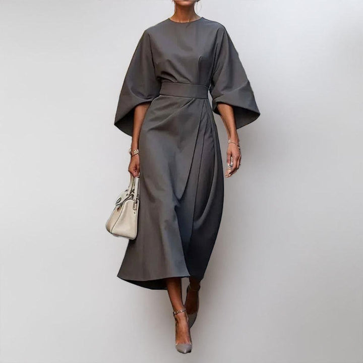 Luxurious satin feel batwing maxi dress for women, a flowy and elegant long dress for special evenings.