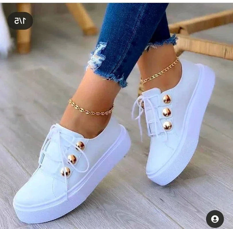 Elevated women's orthopedic platform sneakers, featuring a round toe & supreme comfort for chic everyday style.