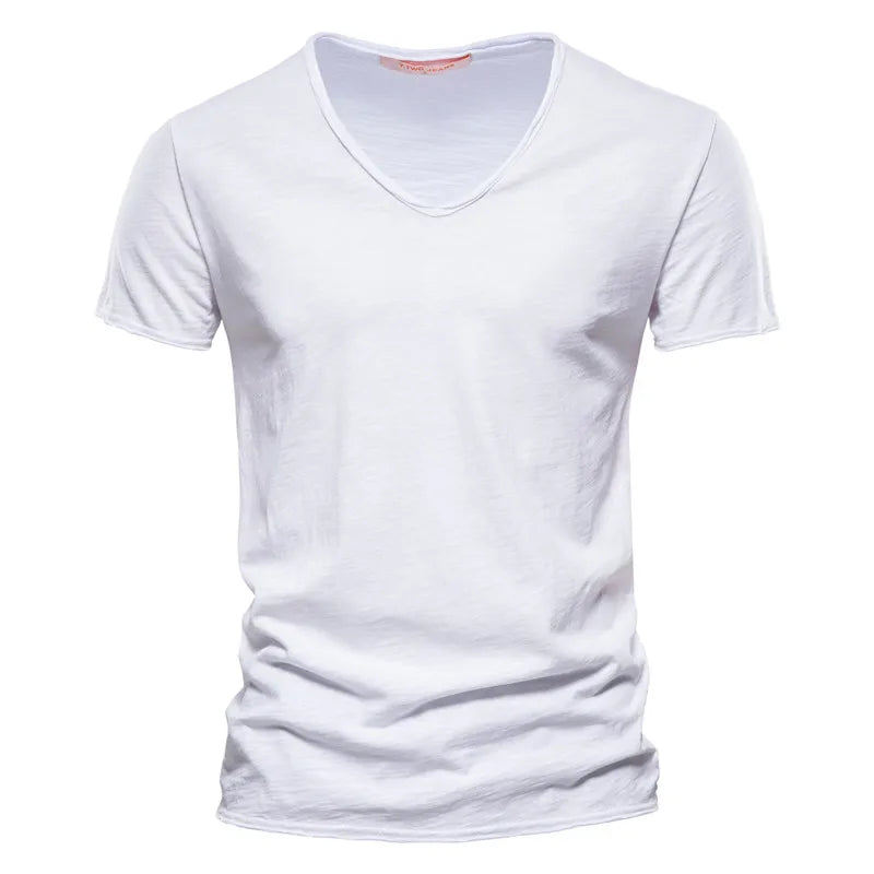 Men's stylish V-neck summer shirt. Lightweight, breathable, relaxed fit. Essential for warm weather and casual comfort.